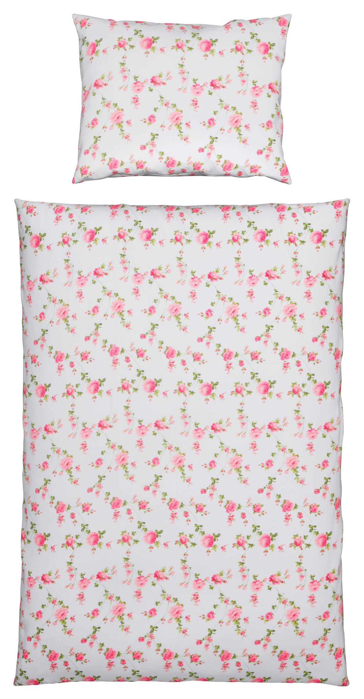 POVLEČENÍ Flora, 140/200cm, bílá s květy - bílá, Romantický / Rustikální, textil (140/200cm) - Modern Living
