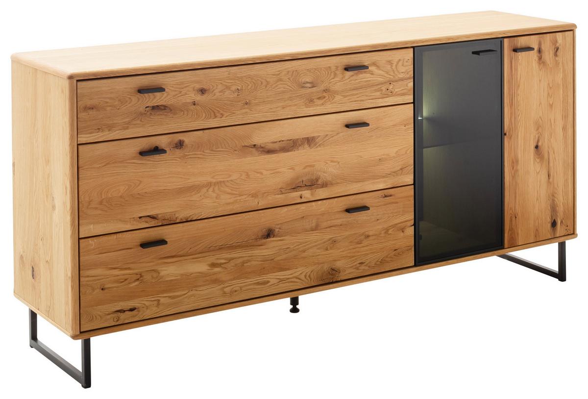 Sideboard Arezzo Wildeiche B: 179 cm - Wildeiche/Anthrazit, Design, Glas/Holz (179/85/44cm) - MID.YOU