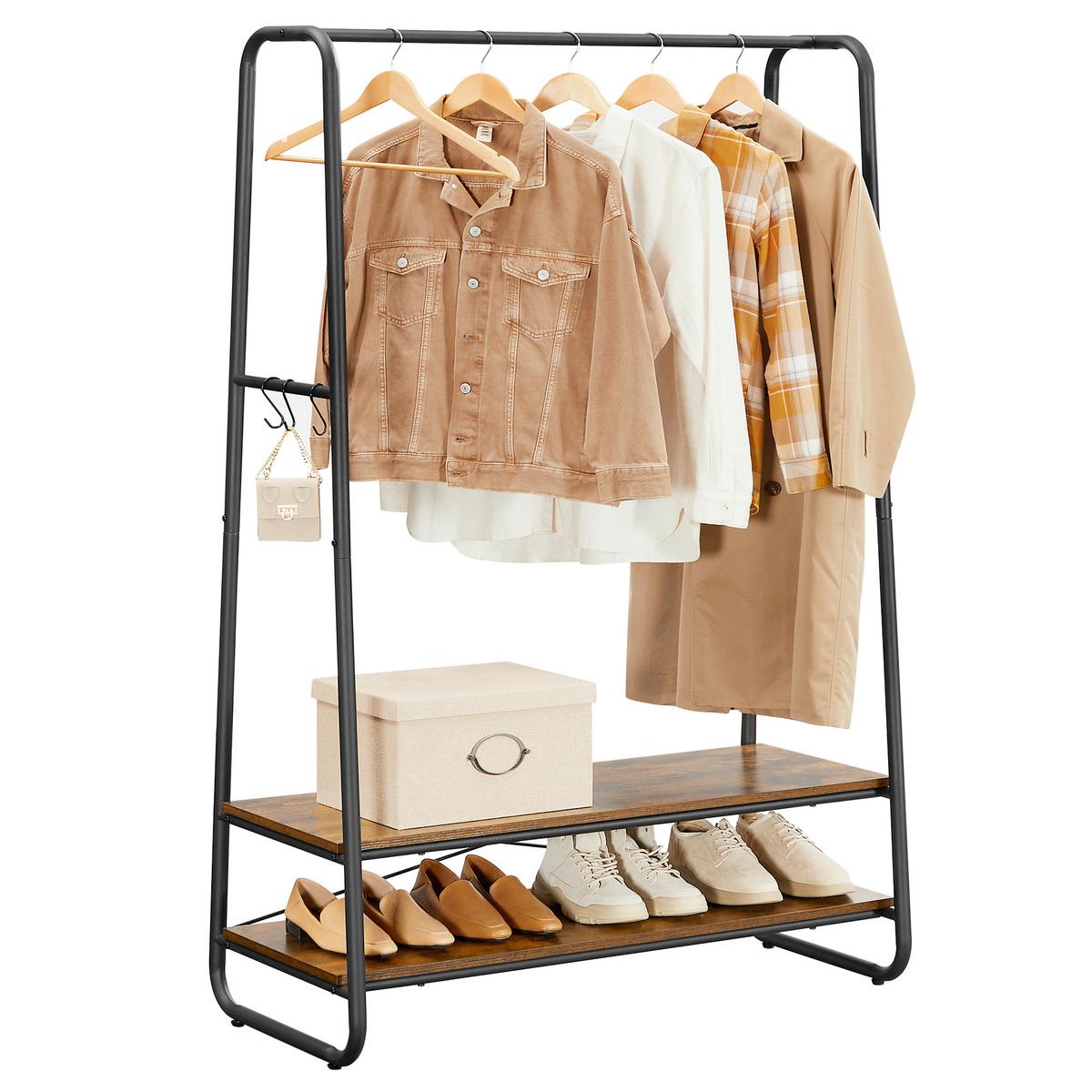 Kleiderständer Braun/Schwarz B: 100 cm - Schwarz/Braun, Trend, Holzwerkstoff/Metall (100/160/45cm) - MID.YOU