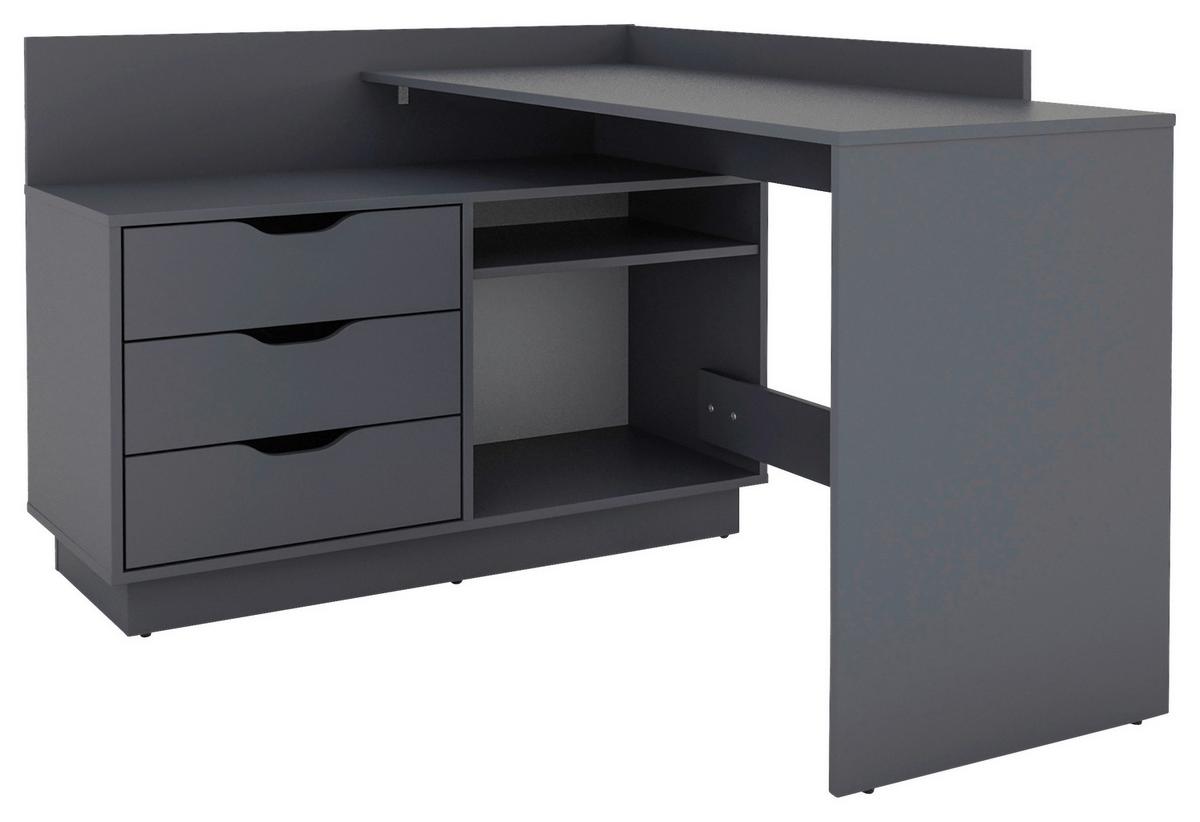 Eckschreibtisch Mit Stauraum B 129 Cm H 83,5 Cm Belfast - Anthrazit, Basics, Holzwerkstoff (129/83,5/105cm) - MID.YOU