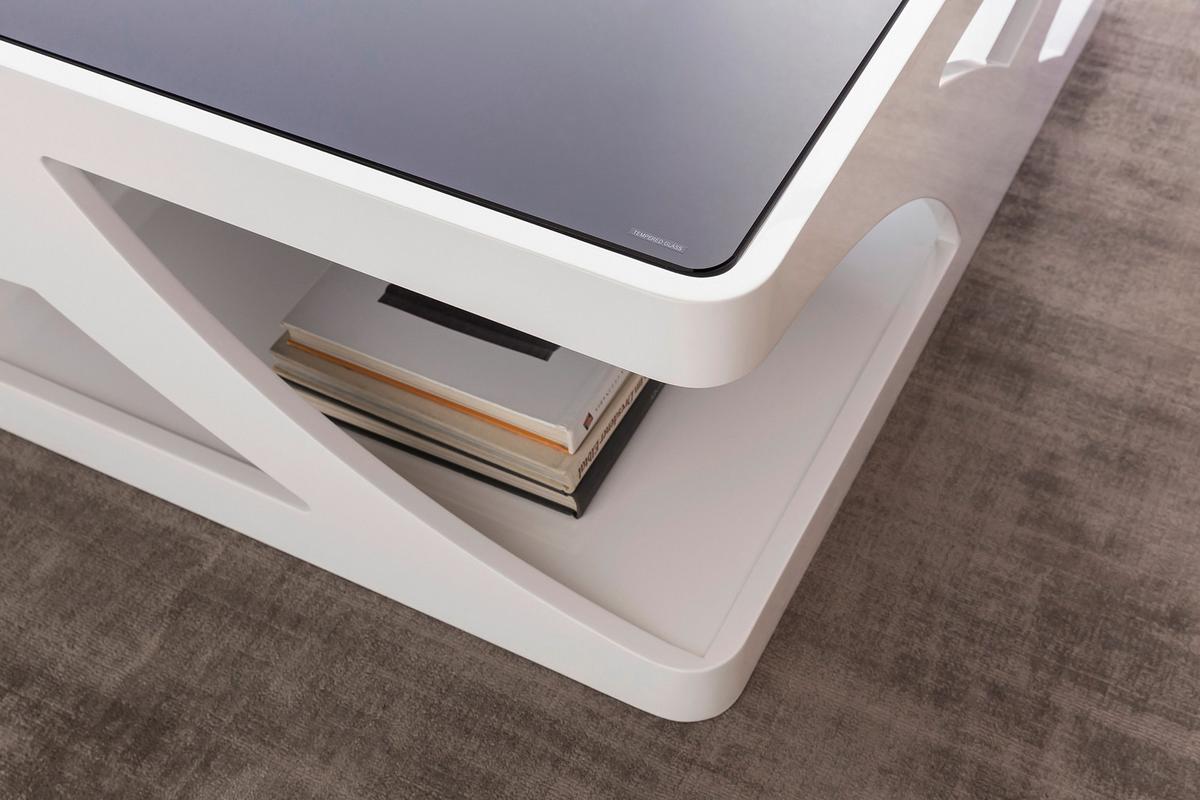 Couchtisch Schwarz, Weiß L: 90 Cm - Weiß Hochglanz/Schwarz, Design, Glas/Holzwerkstoff (90/90/38cm) - Livetastic