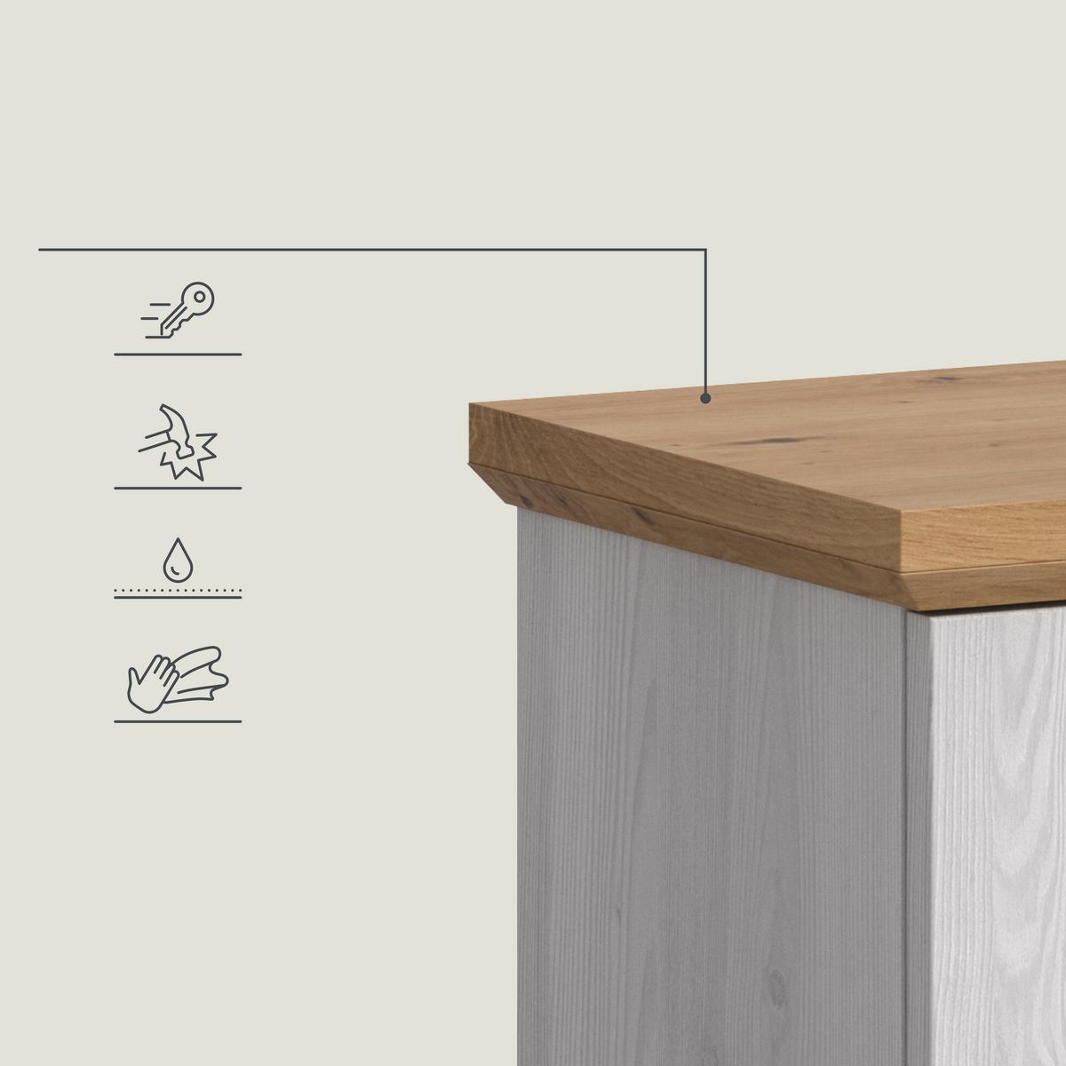 Hochschrank Verona Eiche Dekor /Lärchefarben B: 39cm - Silberfarben/Lärchefarben, Trend, Holzwerkstoff (39/187/34cm) - MID.YOU