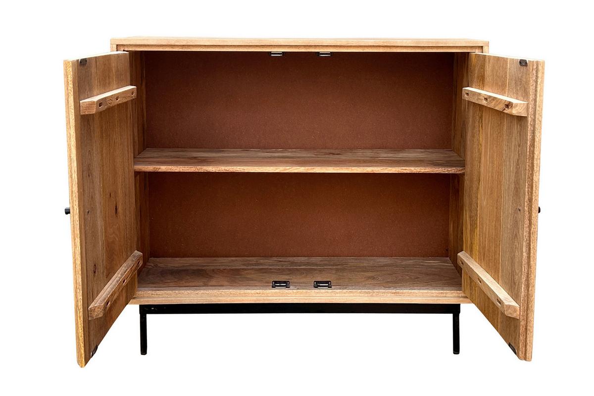 KOMMODE Schwarz/Naturfarben B: 100cm - Schwarz/Naturfarben, Design, Holz/Metall (100/90/40cm) - MID.YOU