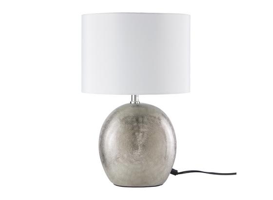 Stolová Lampa Ilias, Max. 1x28watt - biela/strieborná, Štýlový, textil/keramika (24/37cm) - Premium Living Stolová Lampa Ilias, Max. 1x28watt - biela/strieborná, Štýlový, textil/keramika (24/37cm) - Premium Living
