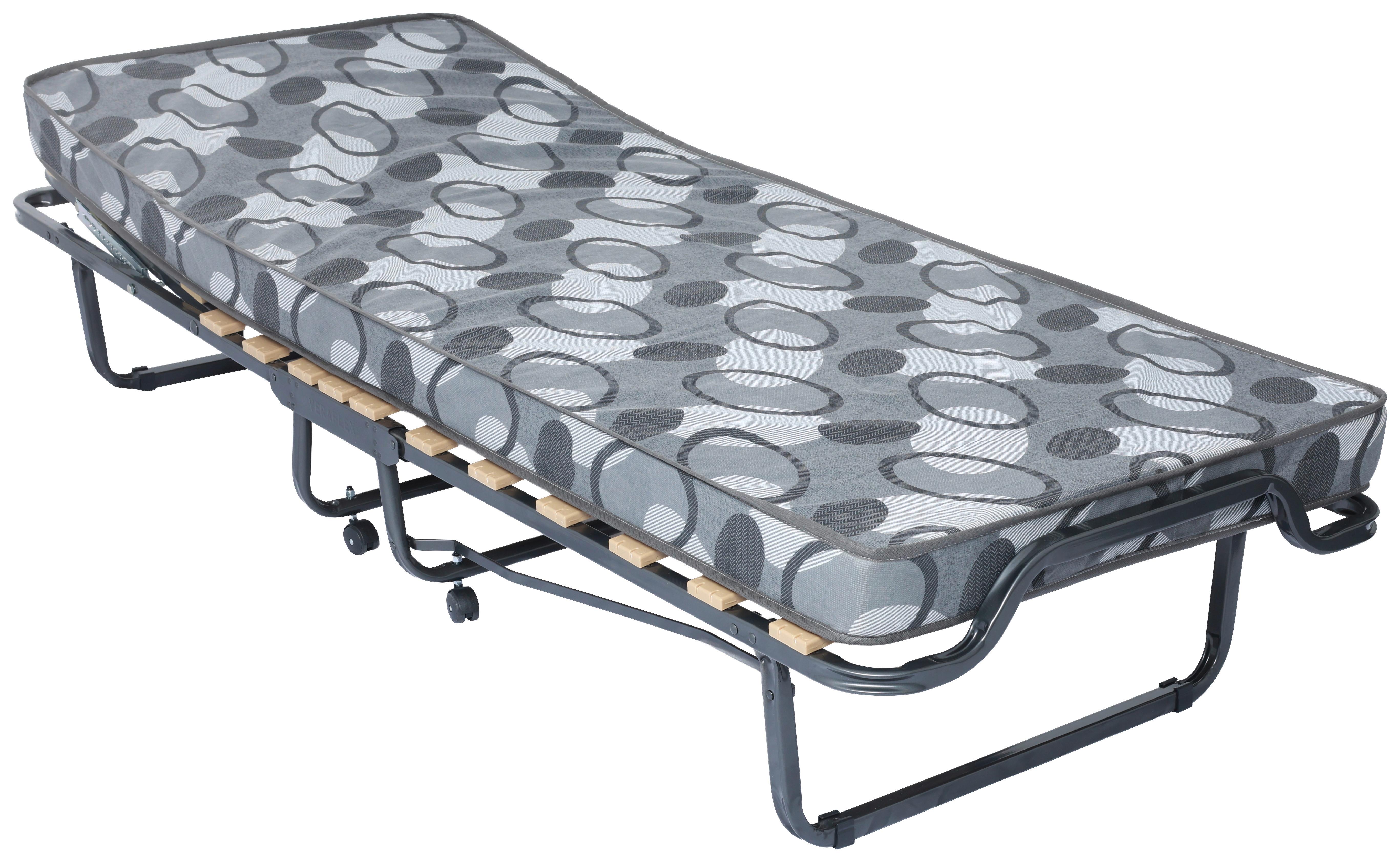 Klappbett mit Matratze + Rollen 80x190cm Luxor Alufarb. - Anthrazit, MODERN, Metall (80/40/190cm)