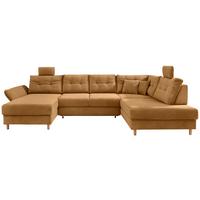 Wohnlandschaft Brizzini mit Schlaffunktion, Goldfarben - Goldfarben/Naturfarben, MODERN, Textil (176/338-352/206cm) - Livetastic