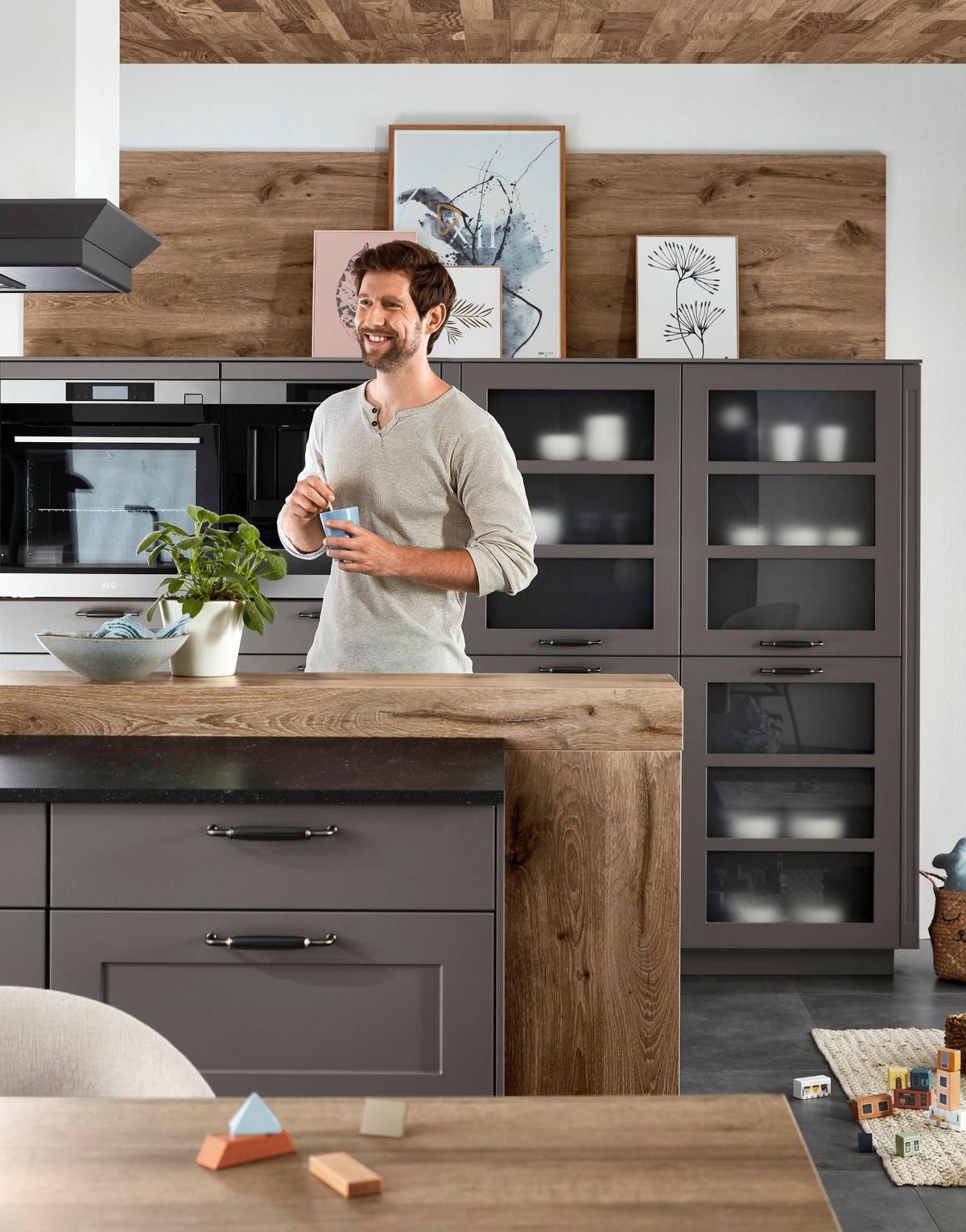 Einbauküche Neapel Frei Planbar Landhausstil - Weiß/Grau, MODERN, Holzwerkstoff - Vertico