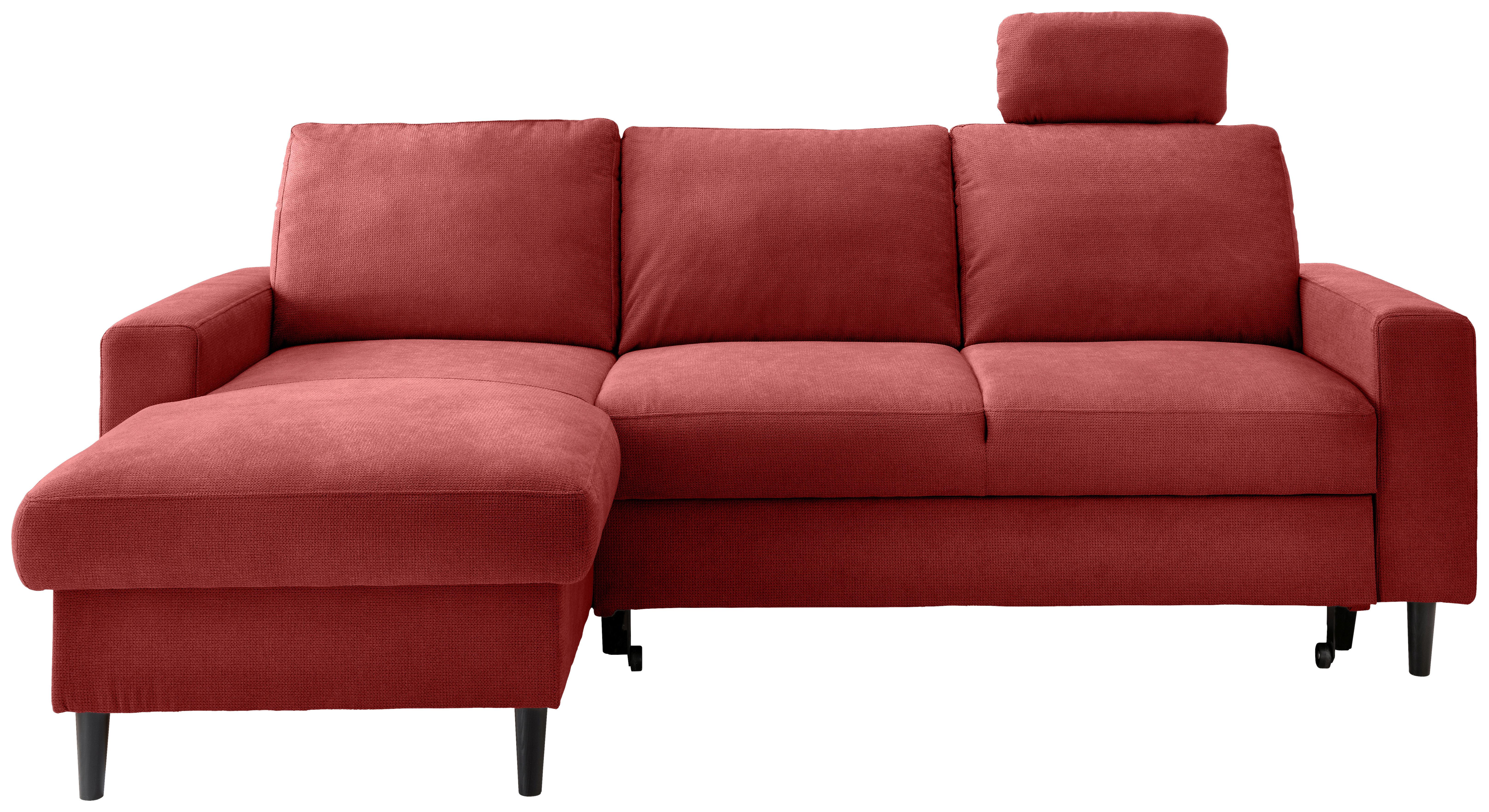 Eckschlafsofa Passione Rot S: 147x234 Cm - Rot/Schwarz, MODERN, Textil (147/234cm) - Livetastic