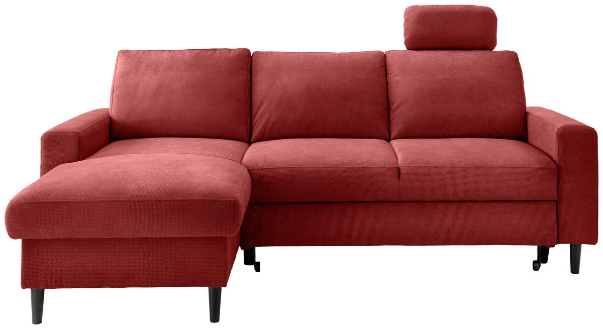 Eckschlafsofa Passione Rot S: 147x234 cm - Rot/Schwarz, MODERN, Textil (147/234cm) - Livetastic