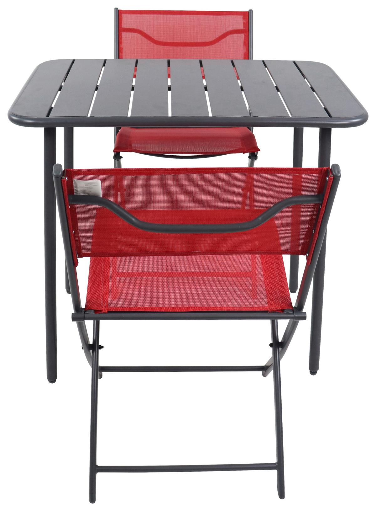 Gartenmöbel Set 3-tlg. Sumila Aus Metall/kunststoff/textil - Rot/Schwarz, MODERN, Kunststoff/Textil - Ambia Garden