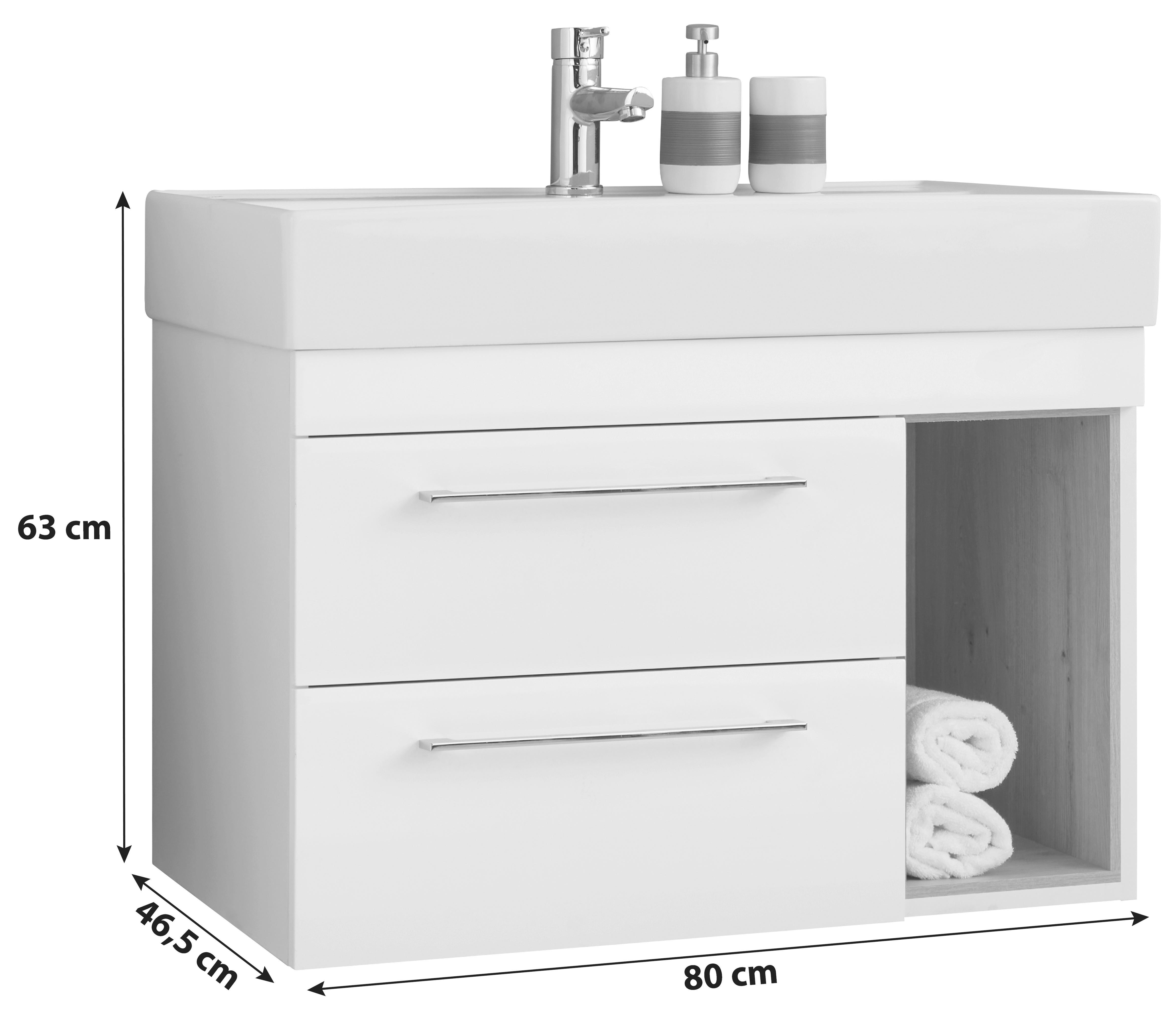 Waschbecken mit Unterschrank + Soft-Close Mura I B 80cm, Weiß