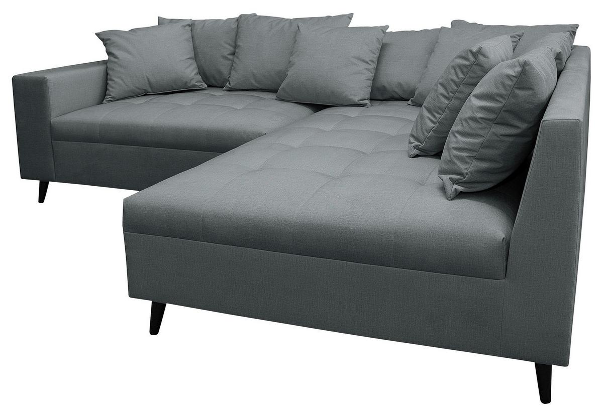 Ecksofa Pruno Dunkelgrau S: 247x174 Cm - Dunkelgrau/Schwarz, Design, Textil (247/174cm) - MID.YOU
