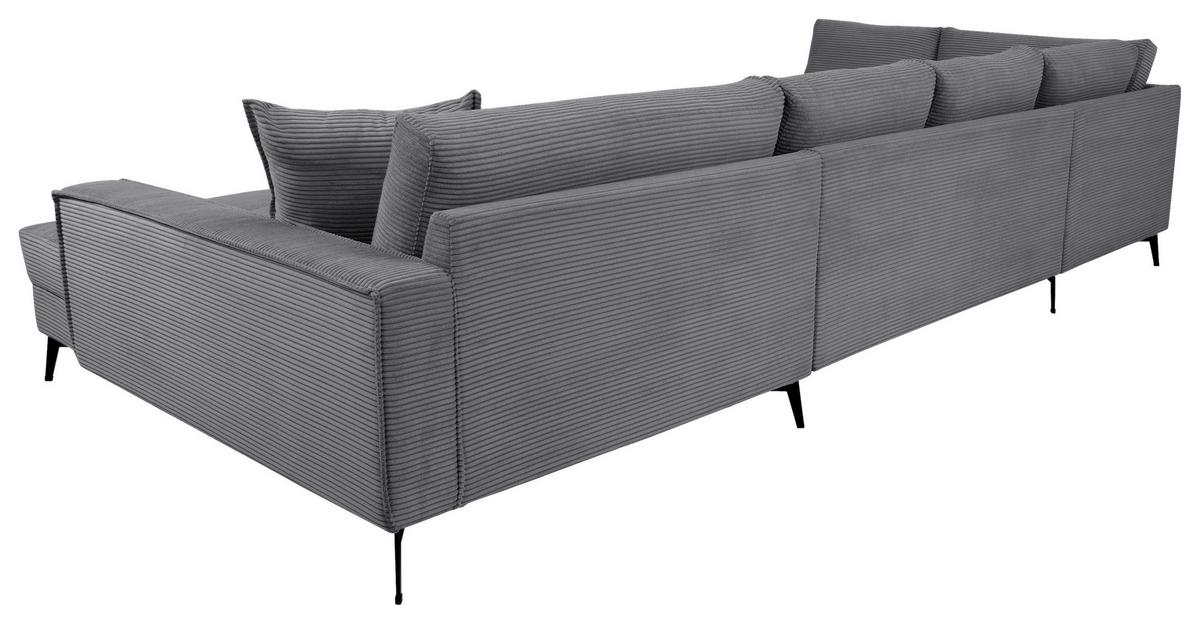 Wohnlandschaft Zero D-Grau U-Form 195x362x173 cm - Dunkelgrau/Schwarz, Trend, Textil (195/362/173cm)