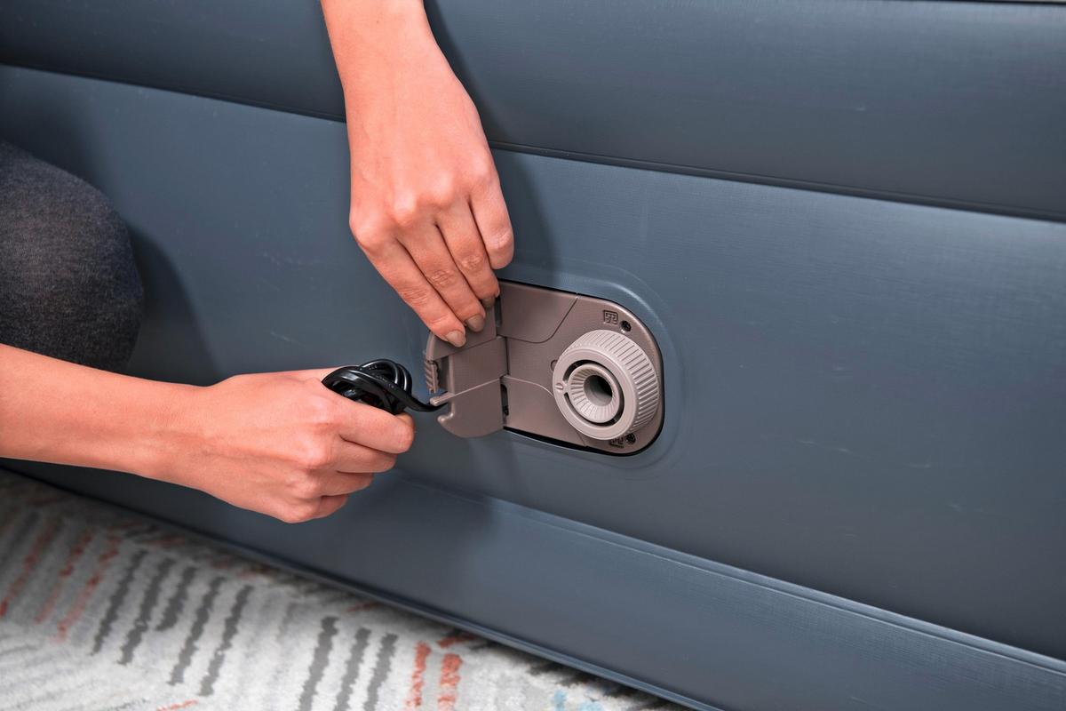 Luftbett Leon 229x152x84 cm Bis 300kg, inkl. Pumpe - Dunkelblau/Grau, KONVENTIONELL, Kunststoff/Metall (229/152/84cm) - Bestway