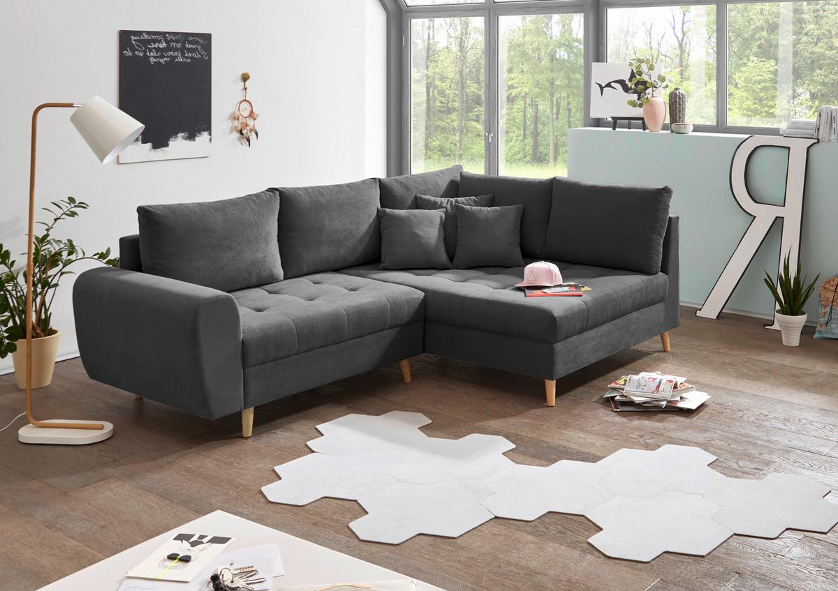 Sedací souprava Alice antracit - barvy borovice/antracitová, Konvenční, dřevo/kompozitní dřevo (249/175cm) - MID.YOU