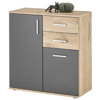 Kommode 80cm Bc 1040 Eichefarben/Grau - Eichefarben/Silberfarben, Design, Holzwerkstoff (80/84/35cm) - MID.YOU