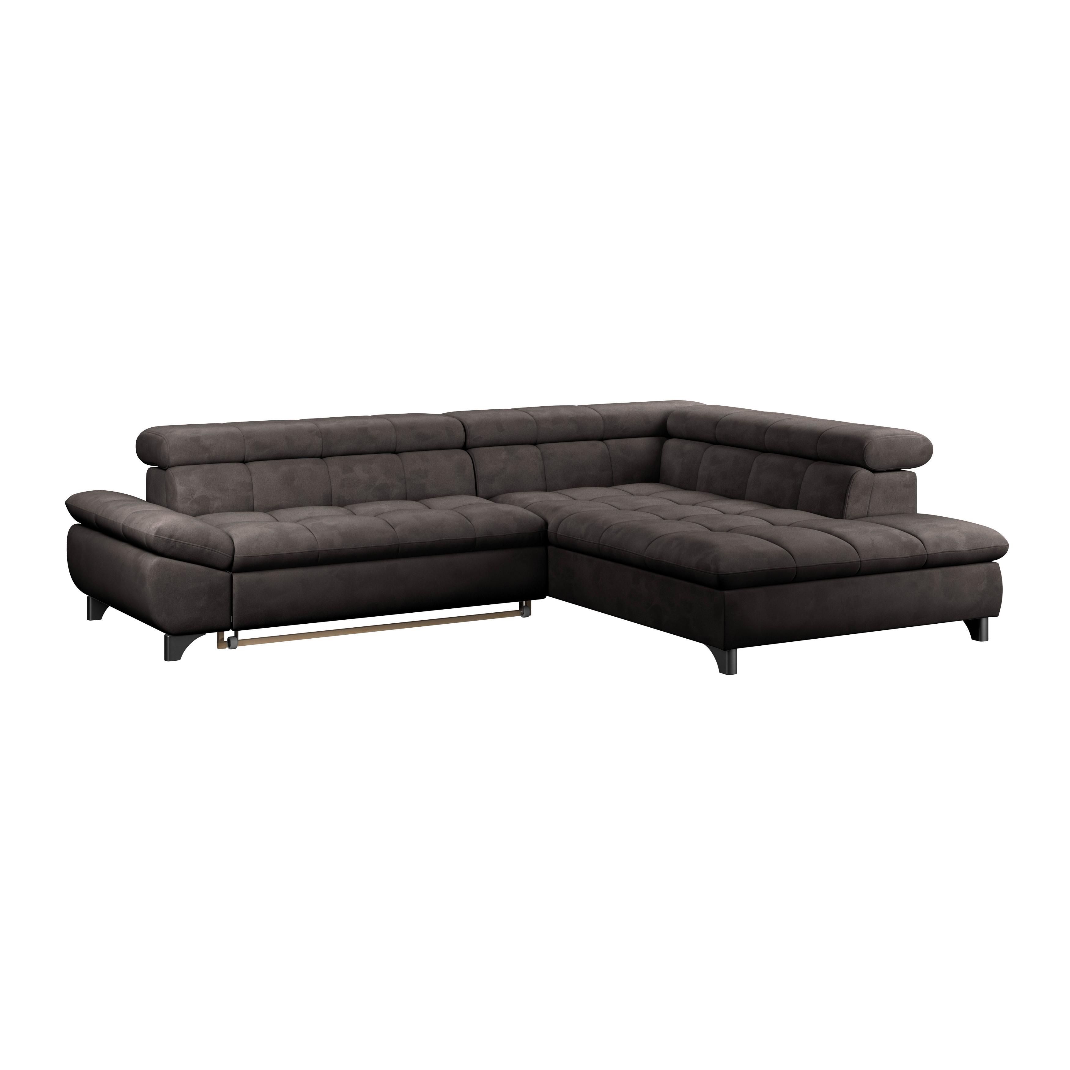 Ecksofa Gemini Graubraun, B: 312cm - Chromfarben/Graubraun, KONVENTIONELL, Textil (312/234cm)