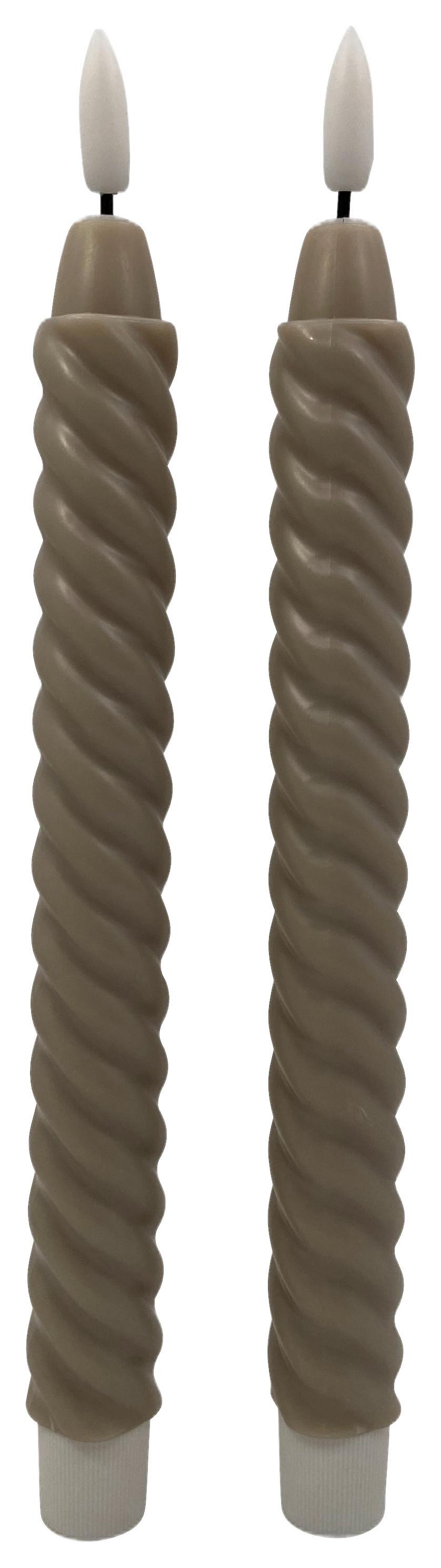 dlouhá svíčka TWIST - šedohnědá, Konvenční, plast (2/25cm) - Modern Living