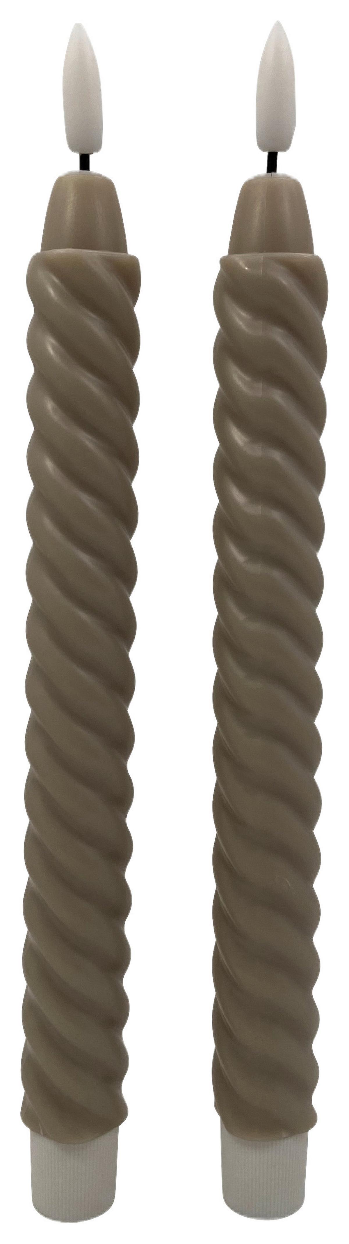 dlouhá svíčka TWIST - šedohnědá, Konvenční, plast (2/25cm) - Modern Living