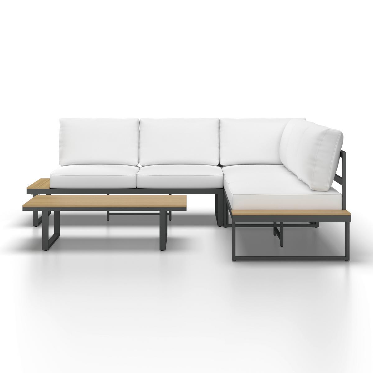 TERASOVÁ SEDACÍ SOUPRAVA ARIANNA - černá/krémová, Moderní, kov/textil (228cm) - Bessagi Garden