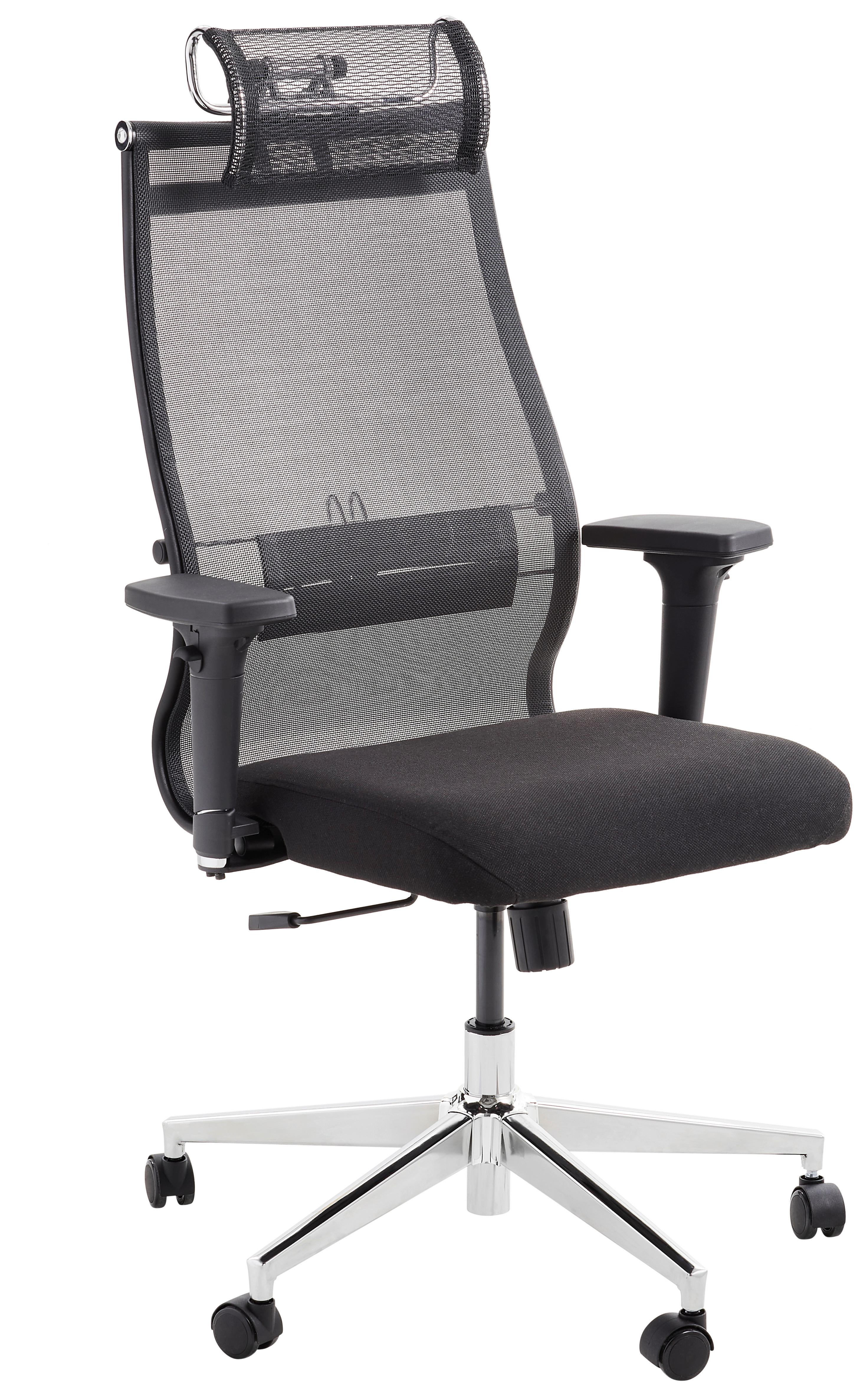 Bürostuhl Model 3 mit Arm- Stützen Schwarz Bis 120 Kg - Schwarz, KONVENTIONELL, Kunststoff/Textil (68/119-131/70cm) - Livetastic