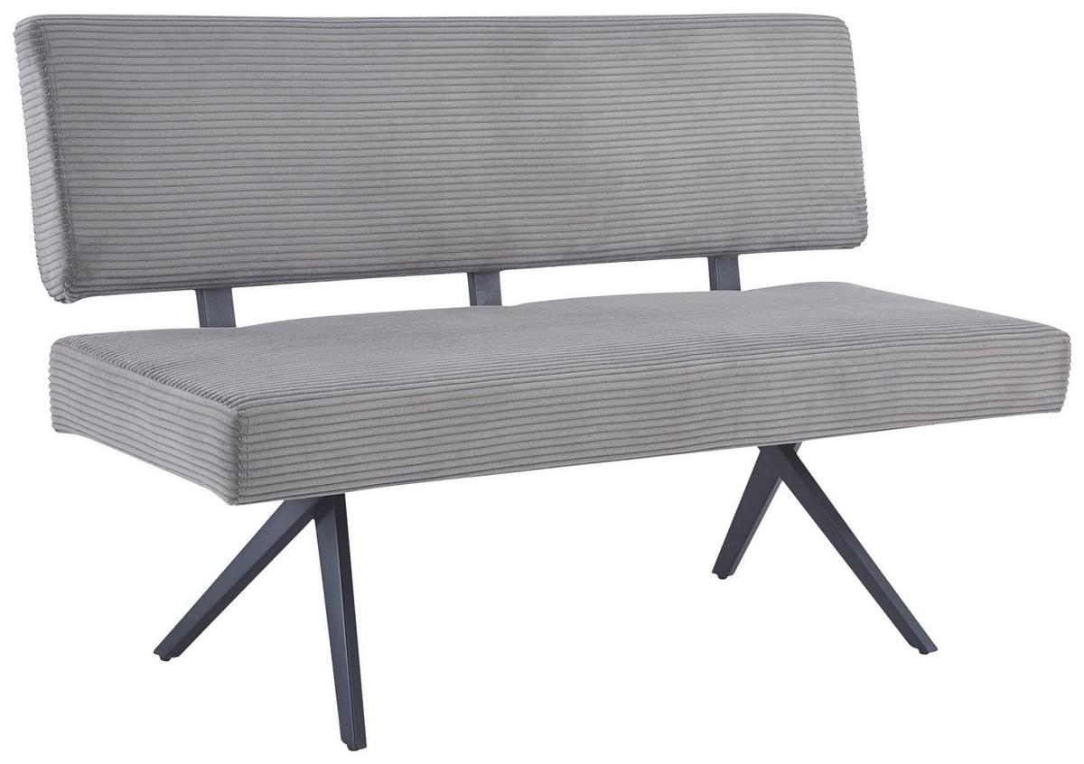 Sitzbank Chios Mit Lehne Cord Dunkelgrau, B: 140 Cm - Dunkelgrau/Schwarz, KONVENTIONELL, Textil/Metall (140/90/62cm) - MID.YOU