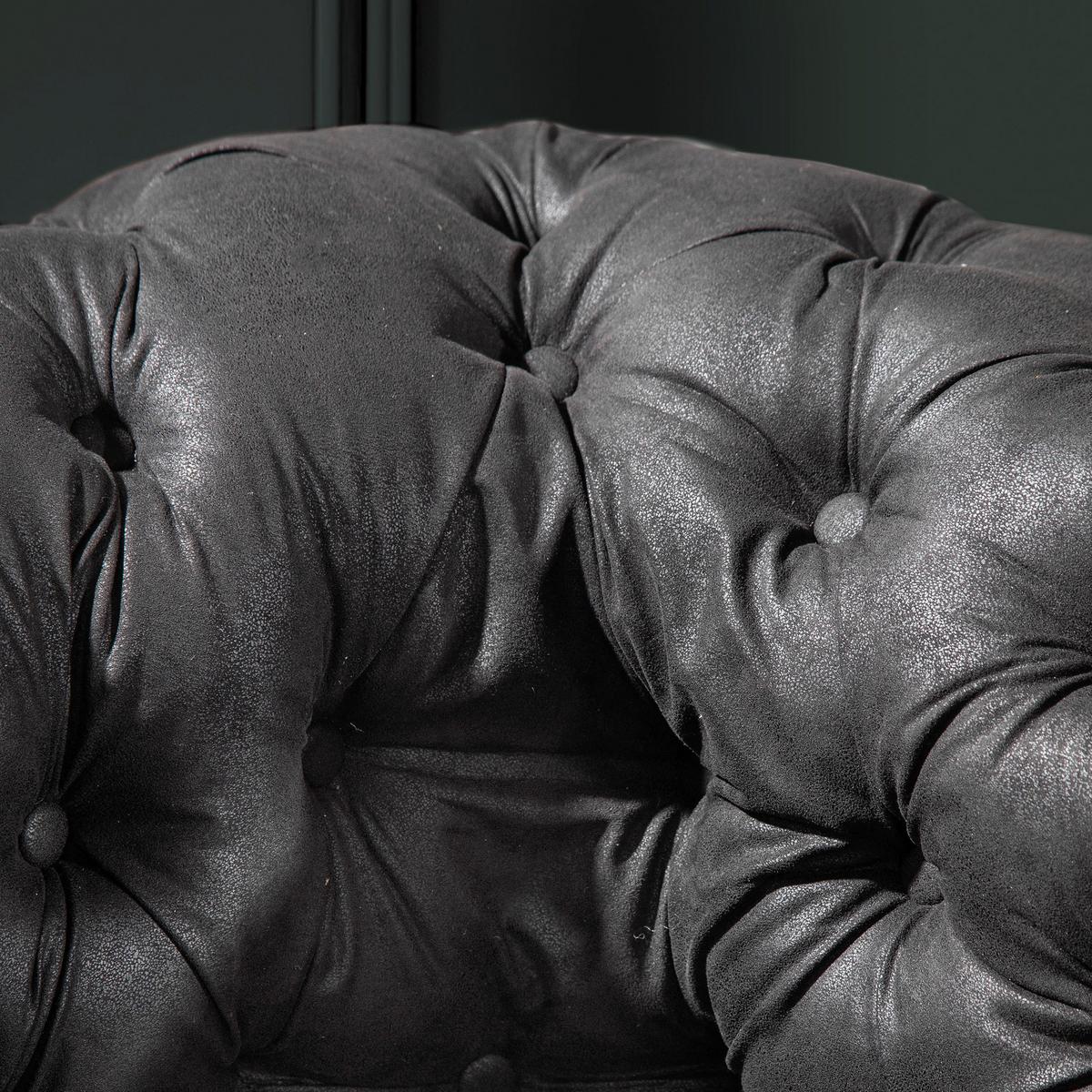 Chesterfield-Sofa Slopes Dunkelgrau 3-Sitzer - Dunkelgrau/Dunkelbraun, KONVENTIONELL, Textil (203/79/93cm) - Livetastic