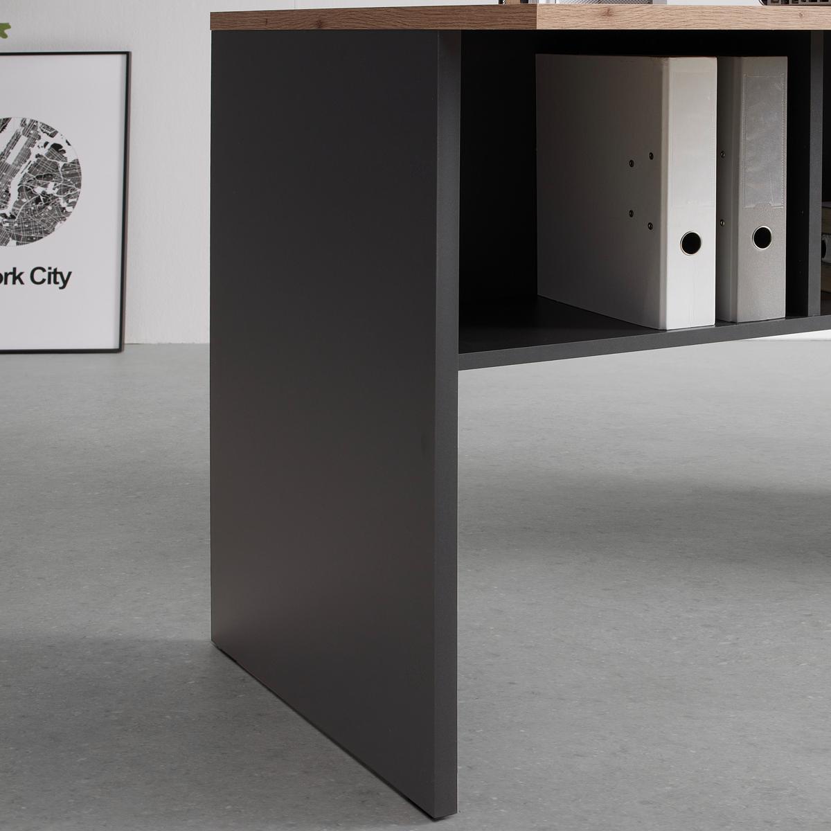 Psací stůl SHELF -EXKLUSIV- - antracitová/dub artisan, Moderní, kompozitní dřevo (120/76/68cm) - Mömax