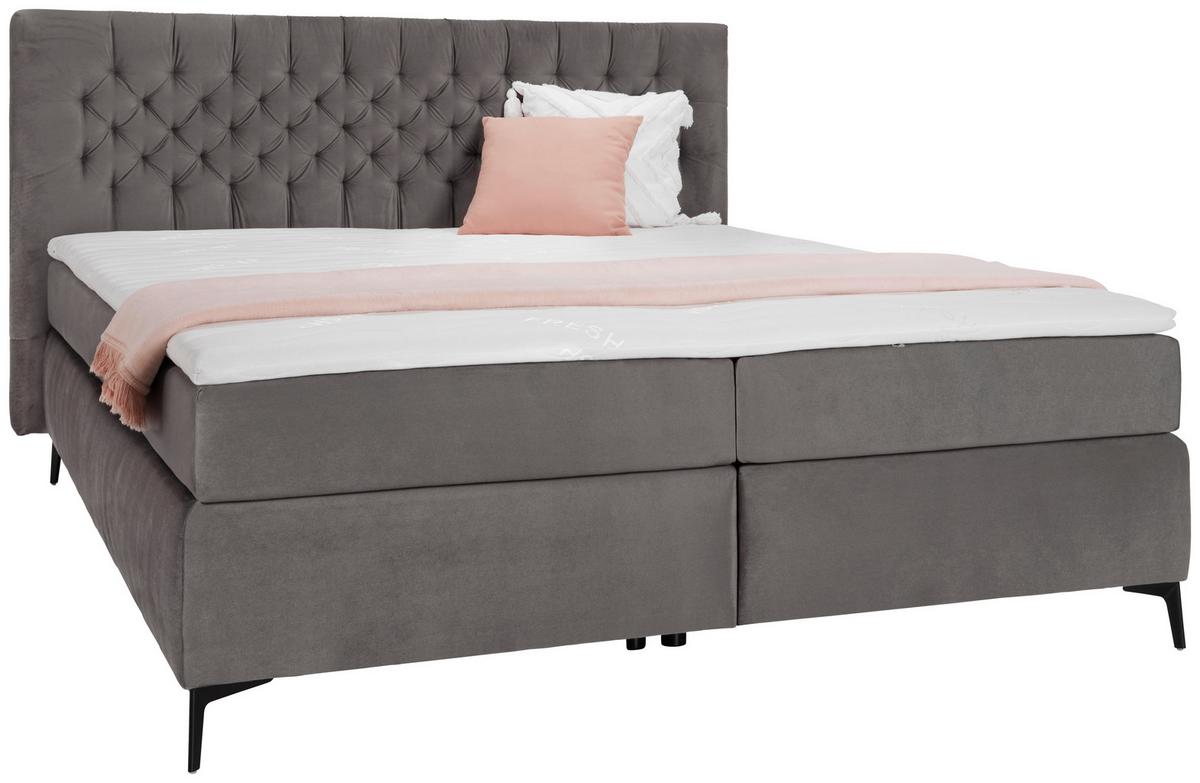 Boxspring postel ONE 2 160x200cm,antracitová - šedá/černá, Konvenční, dřevo/kompozitní dřevo (160/200cm) - Mömax