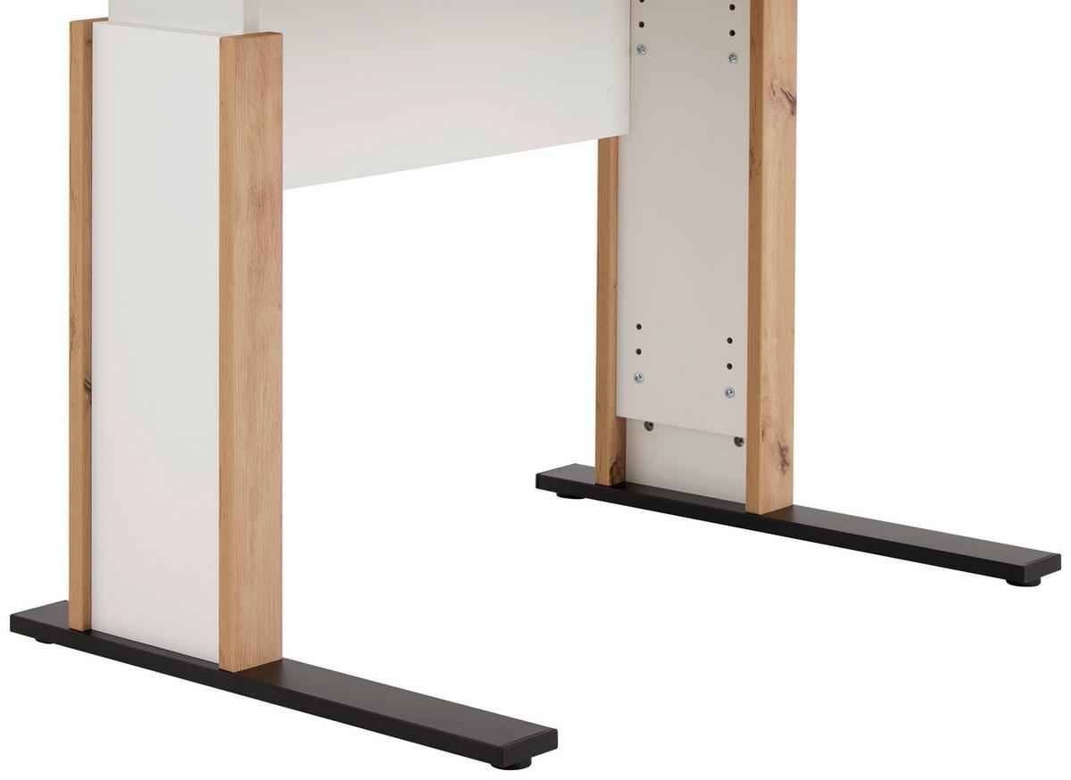 Schreibtisch mit Kabeldurchlass B:100cm H:71,5-80cm Kontor K9 - Schwarz/Weiß, MODERN, Holzwerkstoff/Metall (100/71,5-80/80cm)
