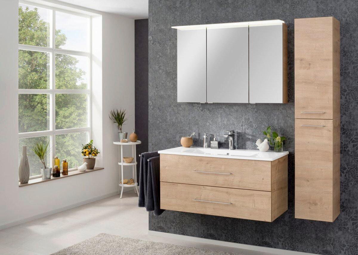 Badezimmer B.Perfekt Eichefarben 3-Teilig - Eichefarben/Weiß, Basics, Glas/Keramik (102cm) - MID.YOU