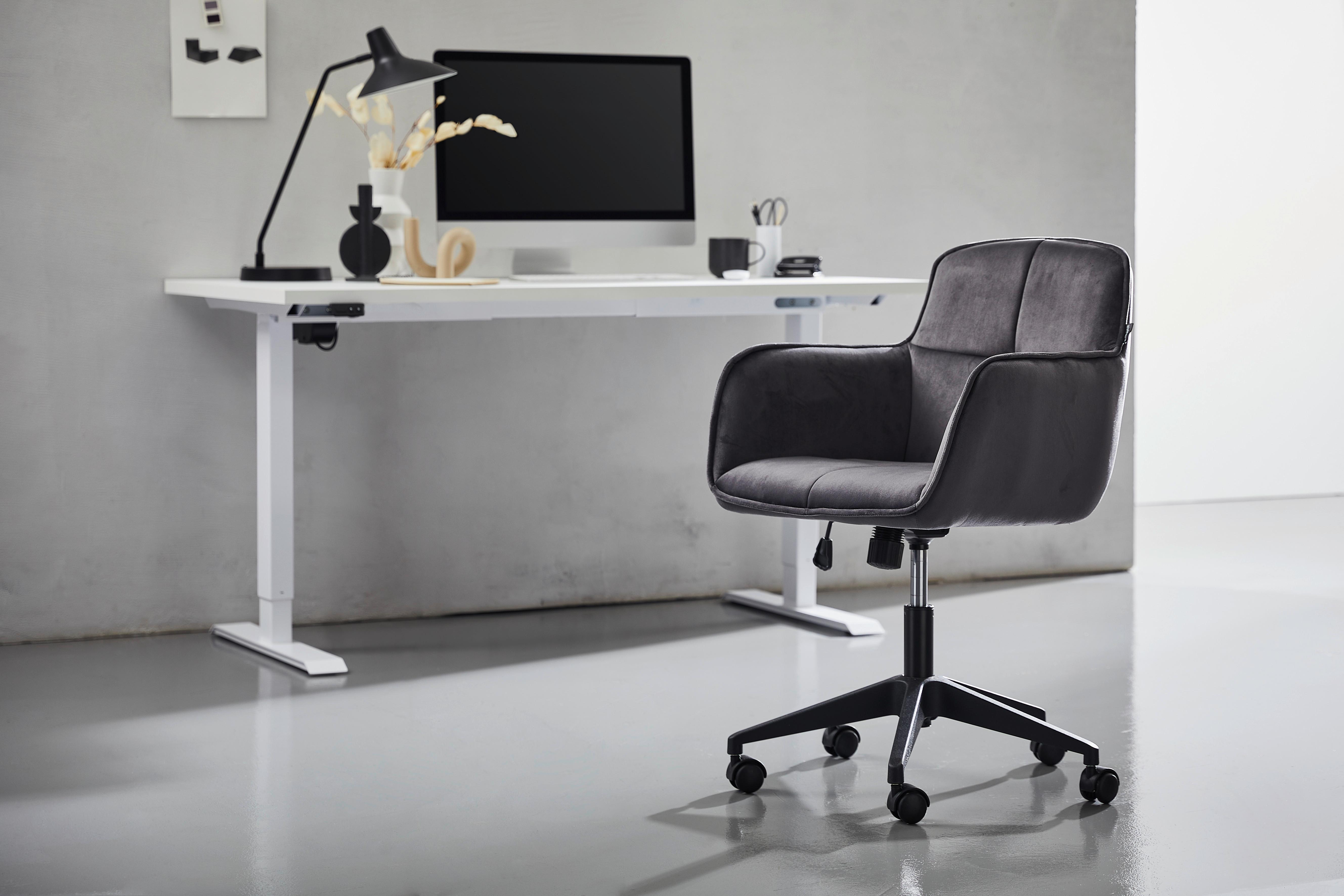Bürostuhl Salvador höhenverstellbar Dunkelgrau - Dunkelgrau/Schwarz, MODERN, Kunststoff/Textil (60/80-90/62cm) - Livetastic