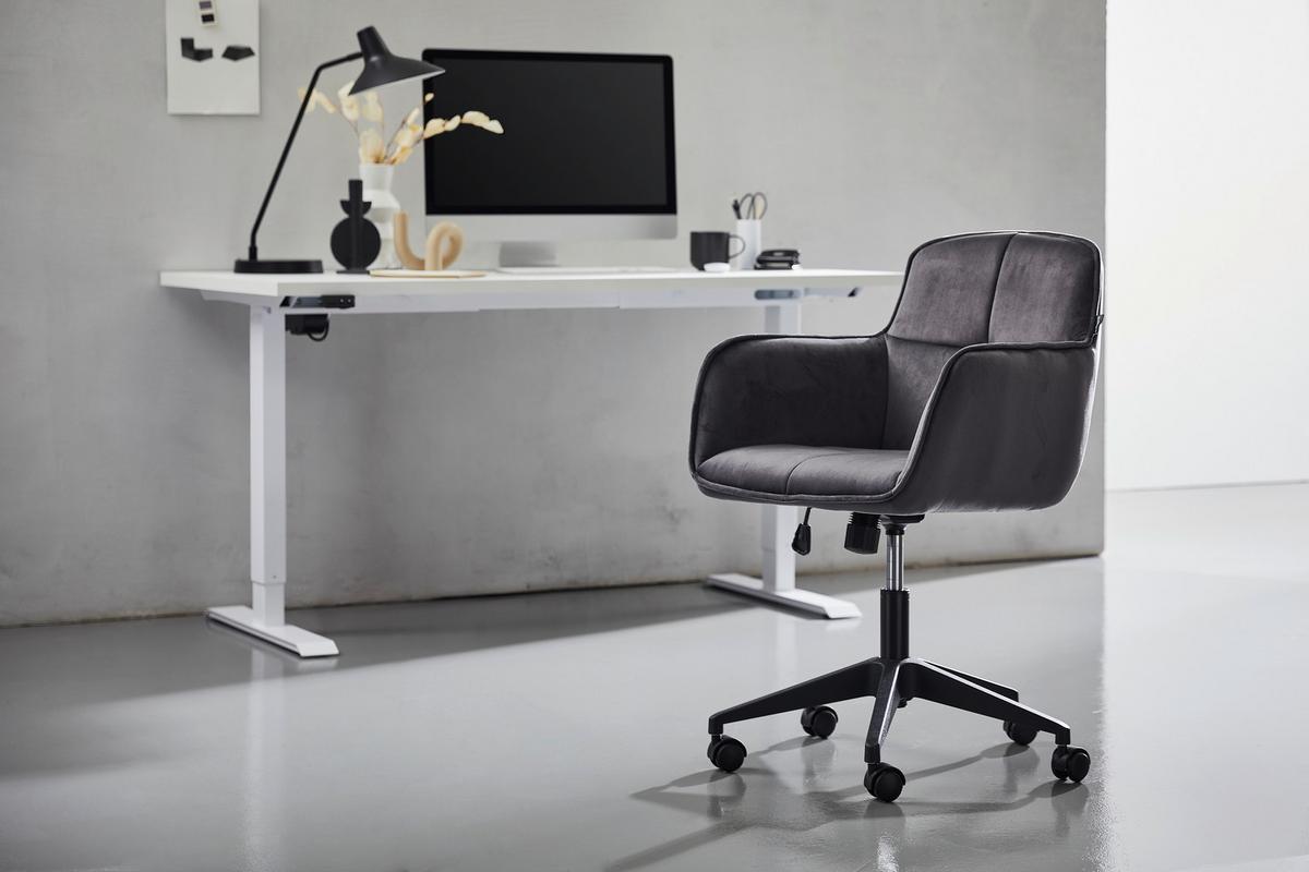 Bürostuhl Salvador Höhenverstellbar Dunkelgrau - Dunkelgrau/Schwarz, MODERN, Kunststoff/Textil (60/80-90/62cm) - Livetastic