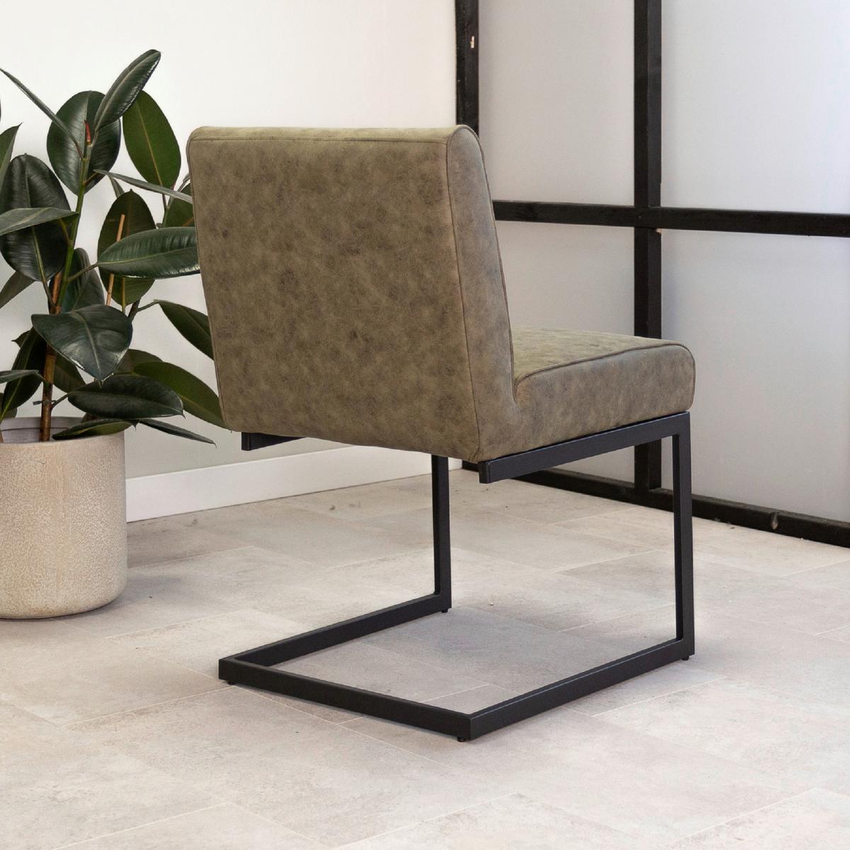 Schwingstuhl-Set Benji Dunkelgrün - Dunkelgrün/Schwarz, KONVENTIONELL, Textil/Metall (53/81/61cm) - MID.YOU