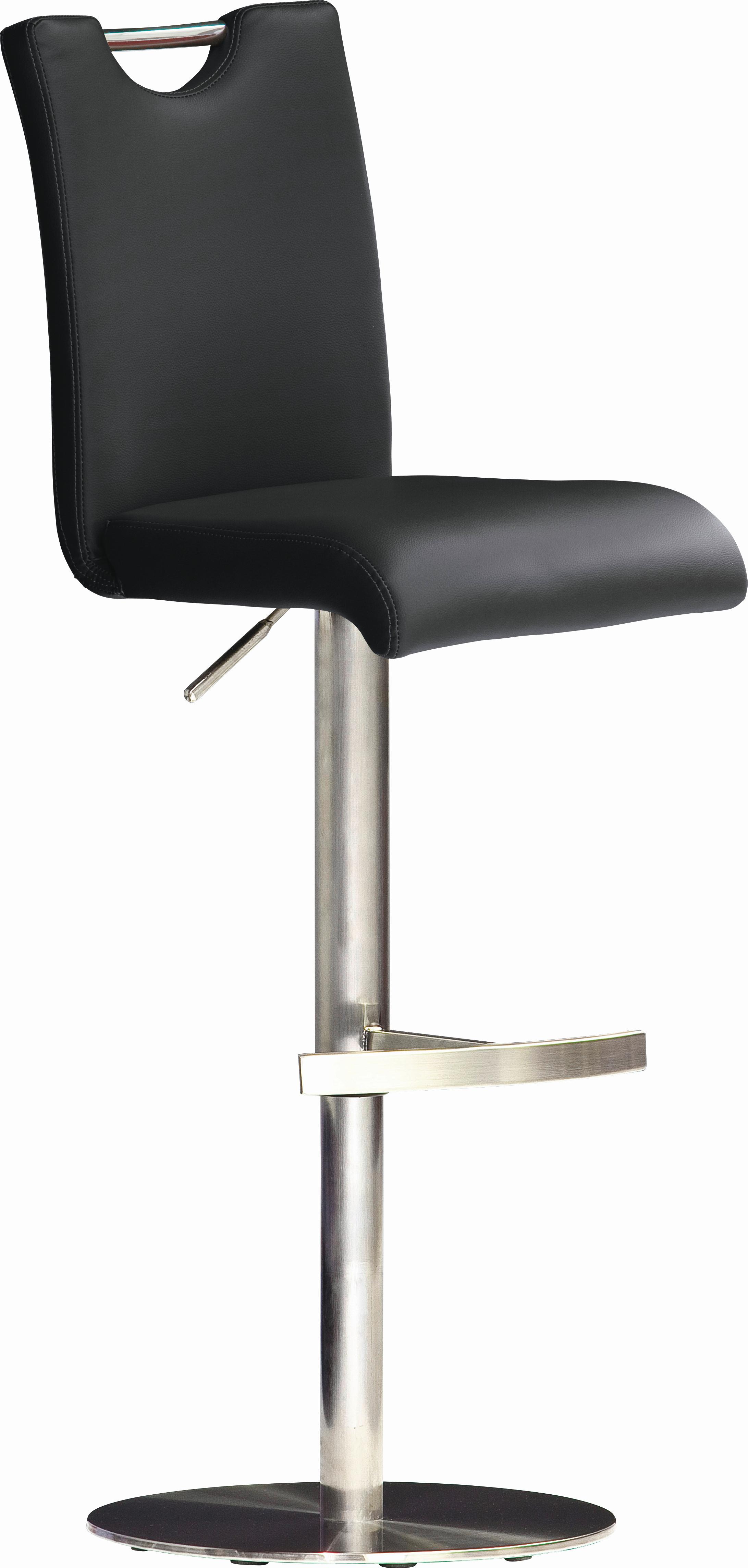 Barhocker Höhenverstellbar Bardo Schwarz/edelstahlfarben - Edelstahlfarben/Schwarz, Design, Textil/Metall (42/91-116/50cm) - Livetastic