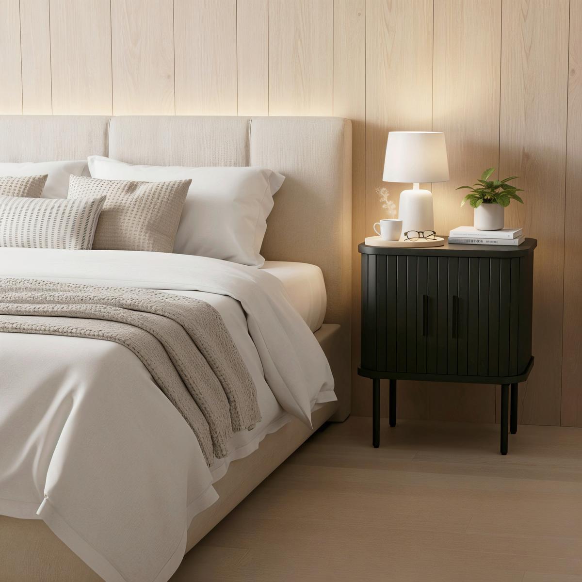 Nachttisch Schwarz B: 45 Cm - Schwarz, Design, Holzwerkstoff/Metall (45/55/40cm) - Livetastic