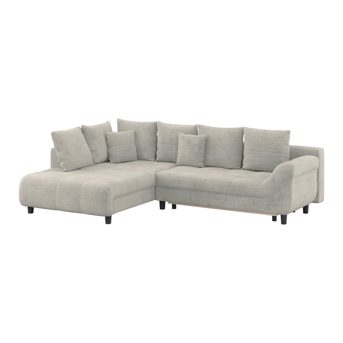 Ecksofa Mit Schlaffunktion Mendoza New Chenille 197x309cm - Schwarz/Grau, KONVENTIONELL, Textil (197/309cm) - Ondega