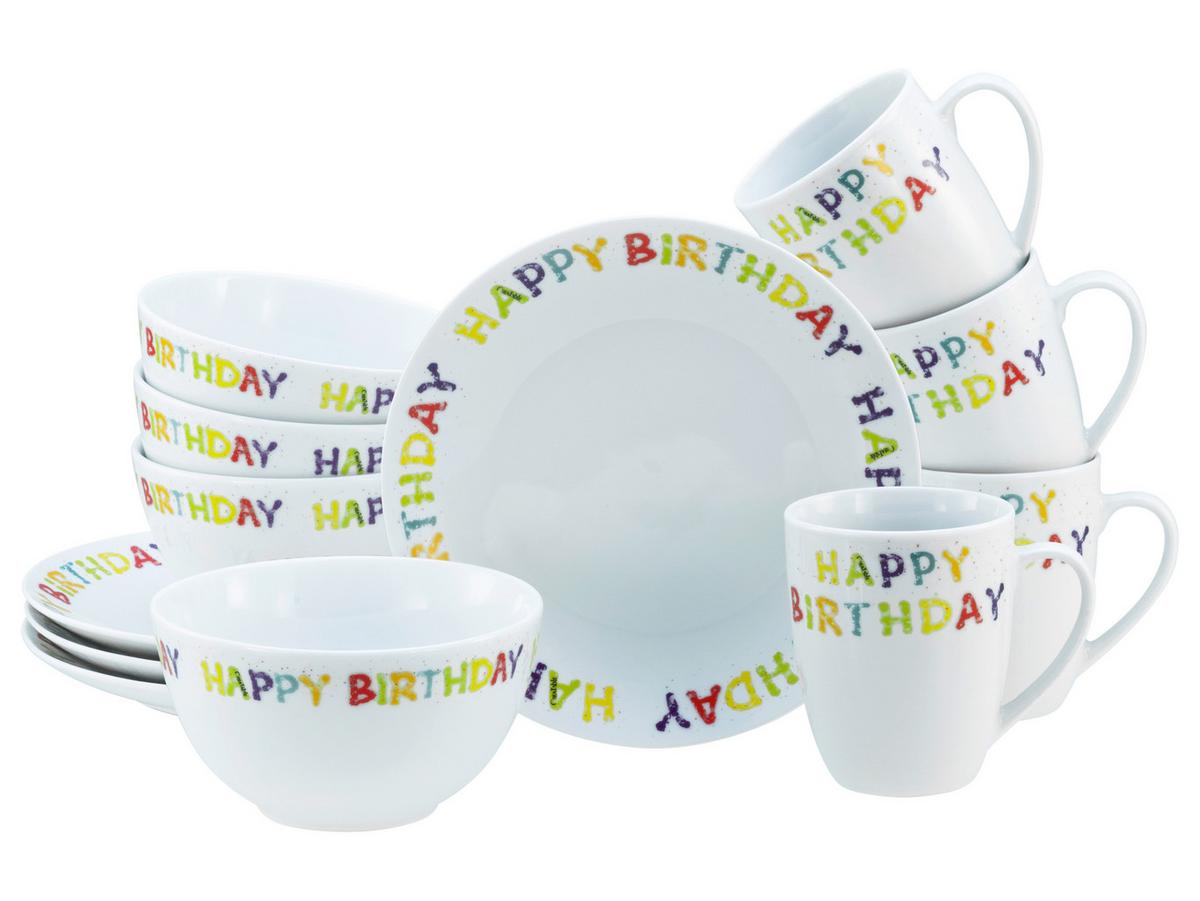 Frühstücksservice Happy Birthday Multicolor - Multicolor, Basics, Keramik - Creatable