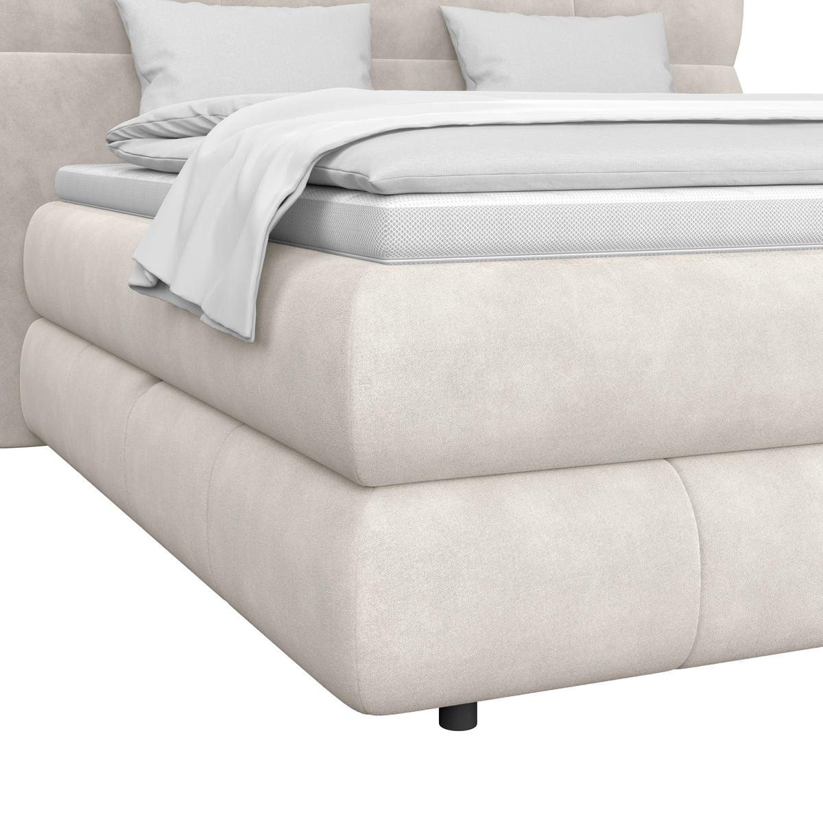 Boxspringbett Carmelo Beige 180x200 cm - Beige/Schwarz, Trend, Textil (180/200cm)