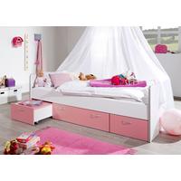 Stauraumbett Ponny Mit Laden 90x200 Cm Weiß/rosa - Weiß/Rosa, Basics, Holzwerkstoff (90/200cm) - P & B