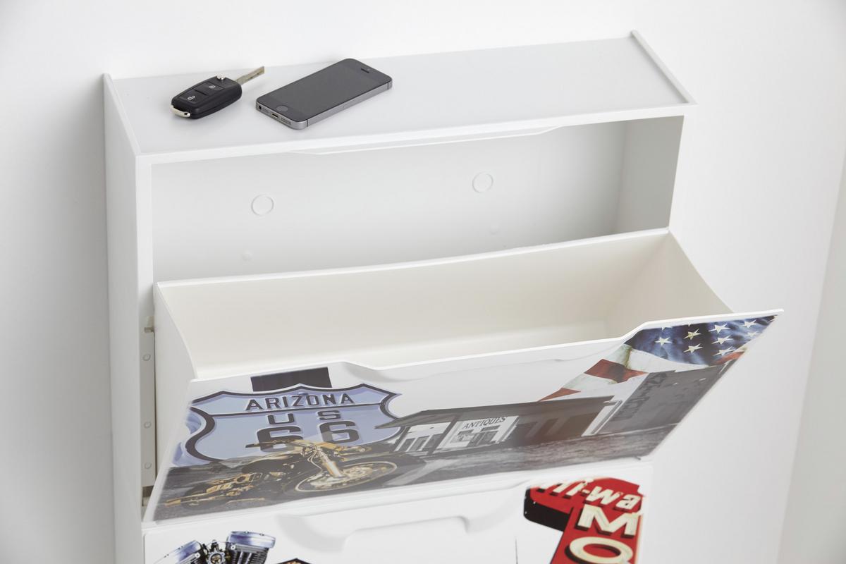 Schuhkipper London 2 1 Klappe Weiß B: 51 Cm - Rot/Schwarz, MODERN, Kunststoff (51/40,1/17,3cm)