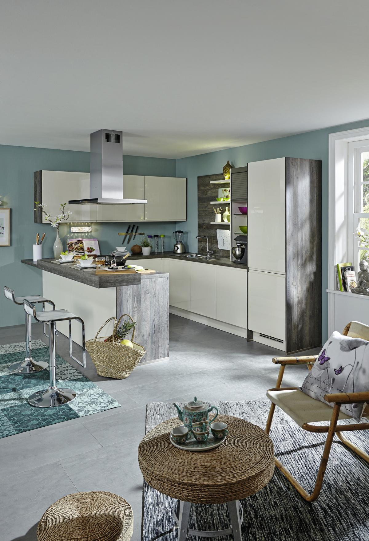 Einbauküche Panama Frei Planbar Modern, Grifflos - Weiß, MODERN, Holzwerkstoff - Vertico