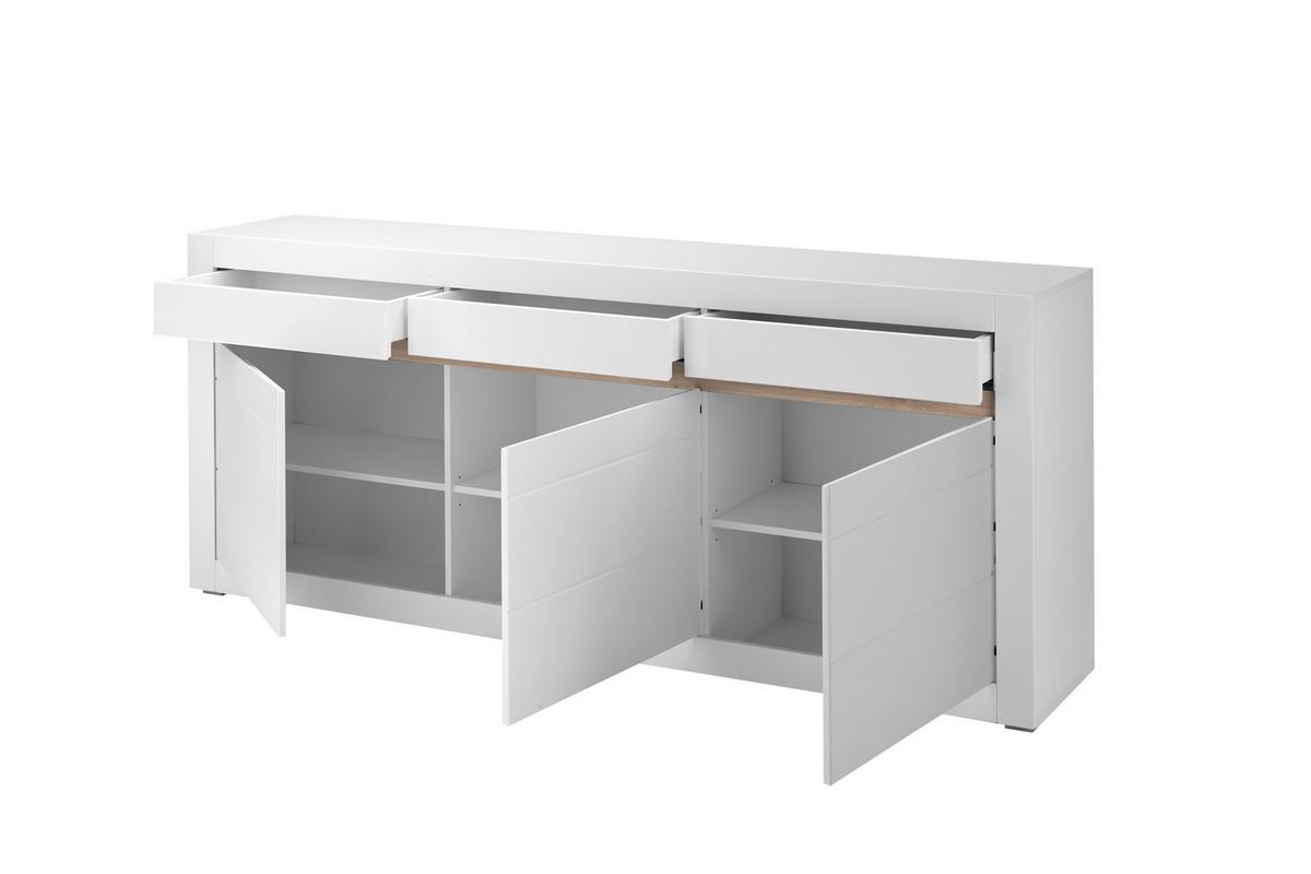 Sideboard Chester Weiß/Eichefarben B: 217cm - Eichefarben/Silberfarben, Design, Holzwerkstoff (217/90/42cm) - MID.YOU