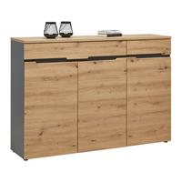 ŠIROKÁ KOMODA MEMPHIS -EXKLUSIV- - černá/barvy grafitu, Moderní, kompozitní dřevo (150/107/38cm) - Mömax