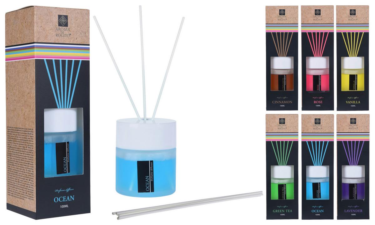 Diffuser mit Duftstäbchen Alenja Versch. Aromen 100 ml - Blau/Gelb, Basics (7,3/23cm)