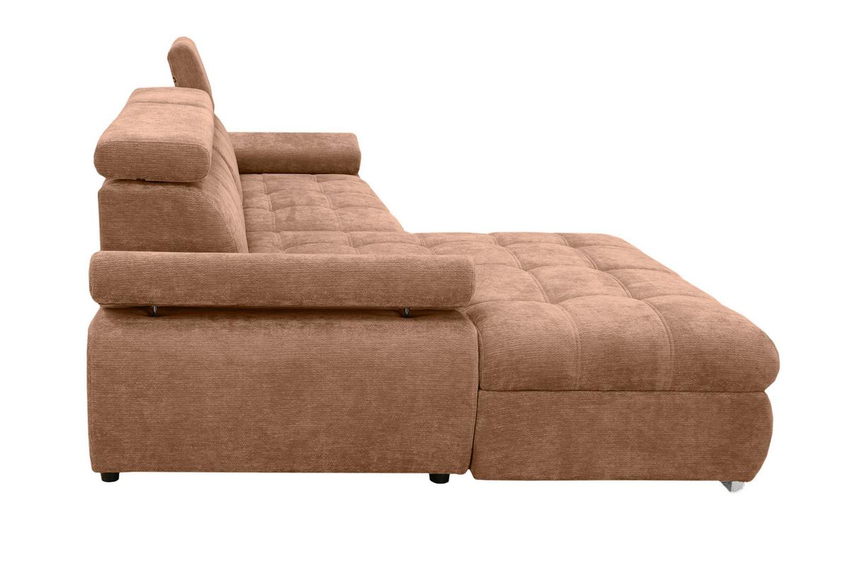 Rohová sedačka VEGAS, ľavá, terakotová ženilka - terakotová/strieborná, Design, drevo/textil (173/294cm)