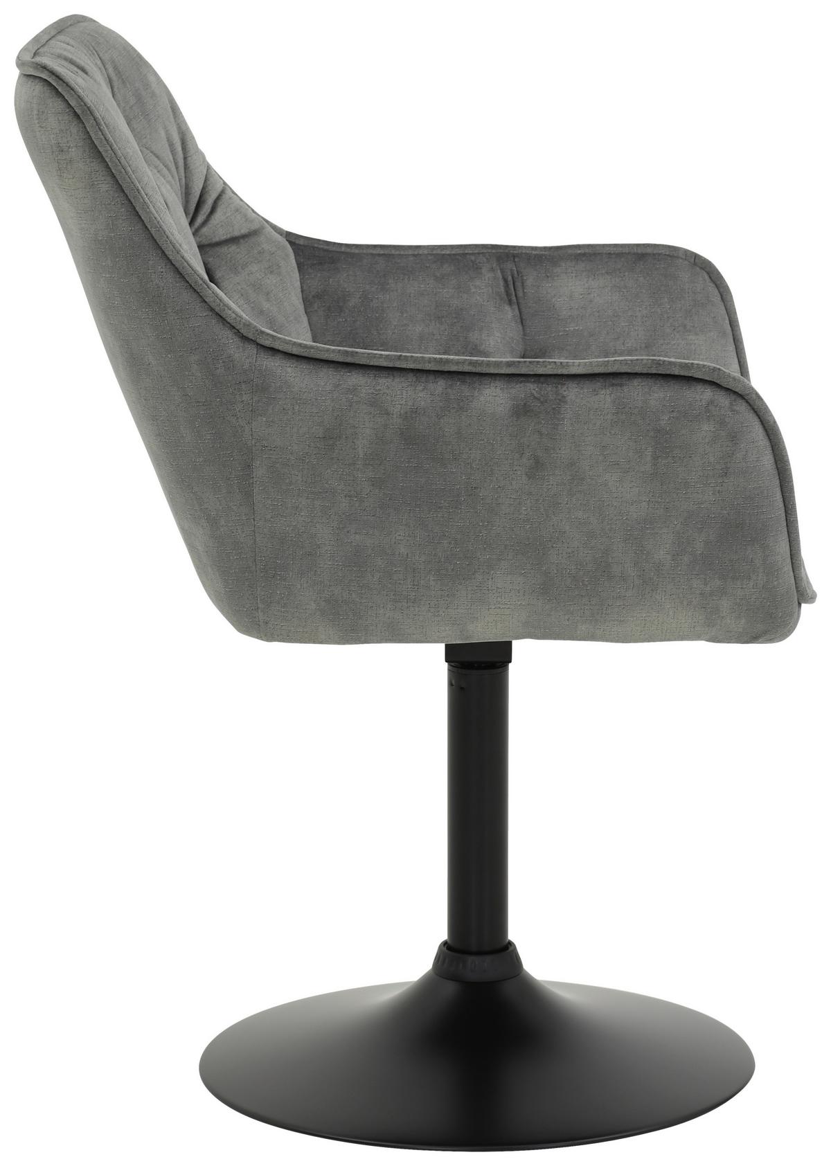 Armlehnstuhl Birte Grau Gepolstert 2er-Set - Schwarz/Grau, MODERN, Textil/Metall (49/83/62cm) - MID.YOU