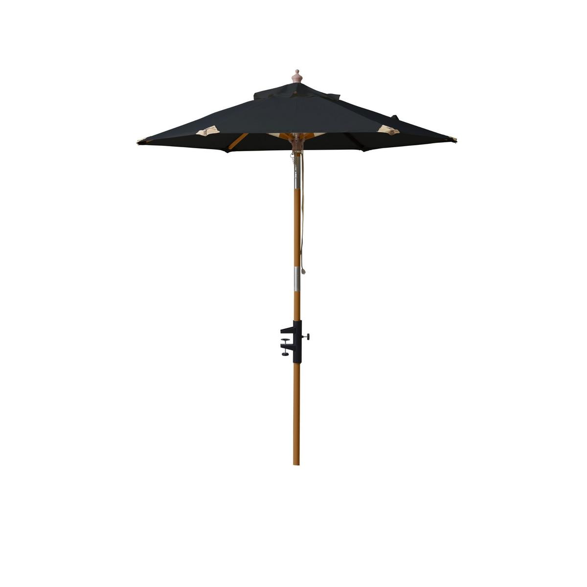 Sonnenschirm Bl: 180x180cm Schwarz - Schwarz/Teakfarben, KONVENTIONELL, Holzwerkstoff (180/180cm) - Gardenson