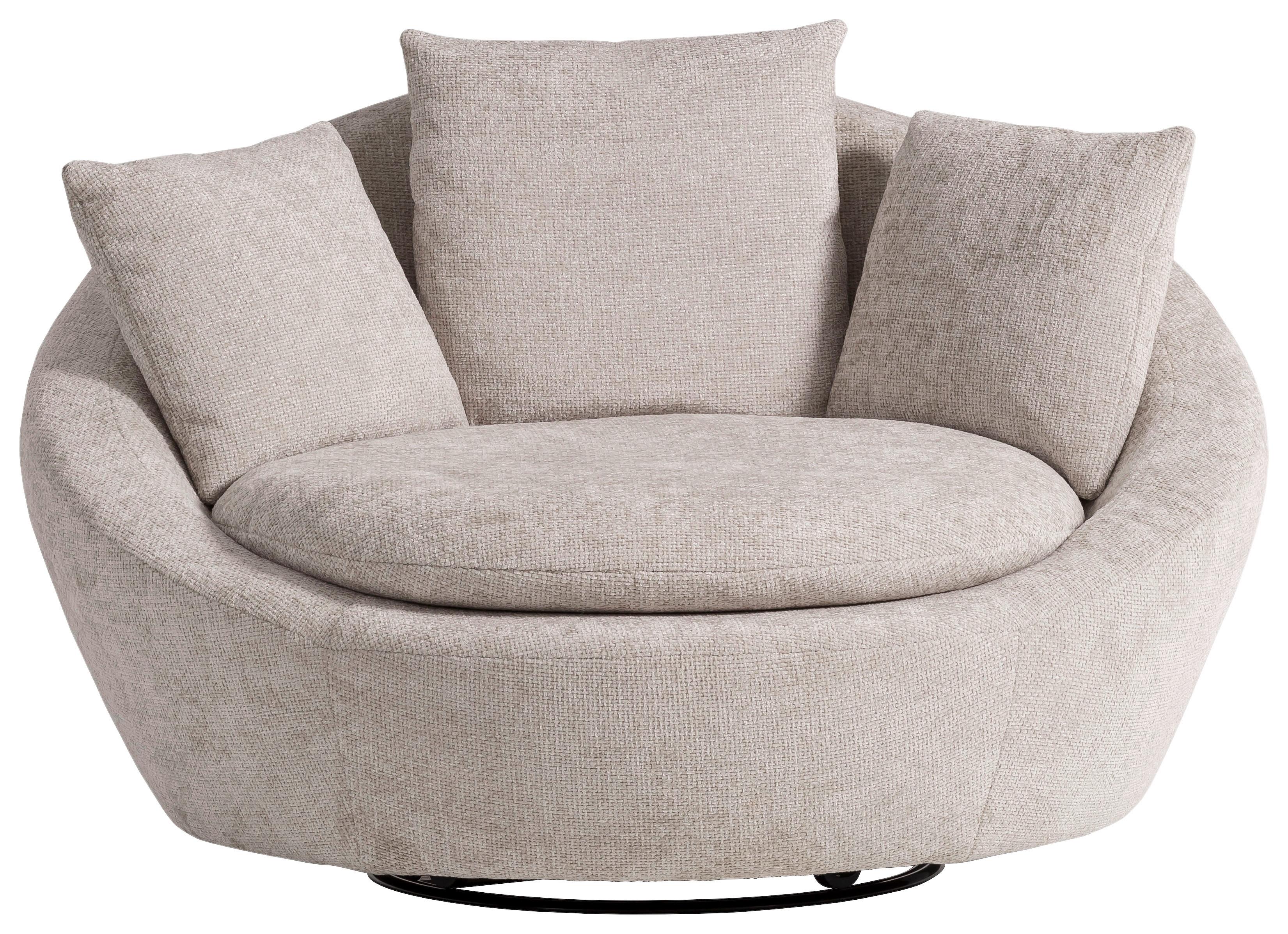 Sessel Maui - Silberfarben/Schwarz, MODERN, Textil (130/80/112cm) - Trendmanufaktur