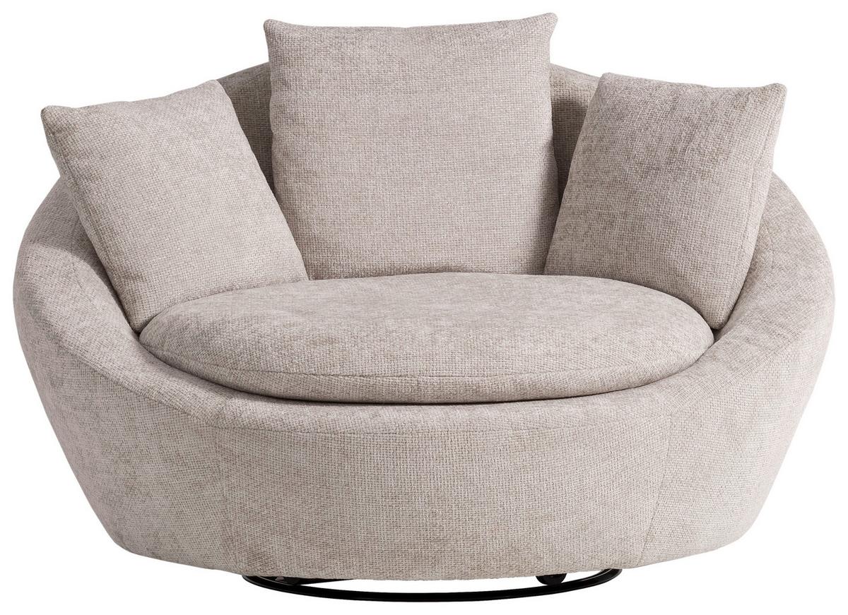 Sessel Maui - Silberfarben/Schwarz, MODERN, Textil (130/80/112cm) - Trendmanufaktur